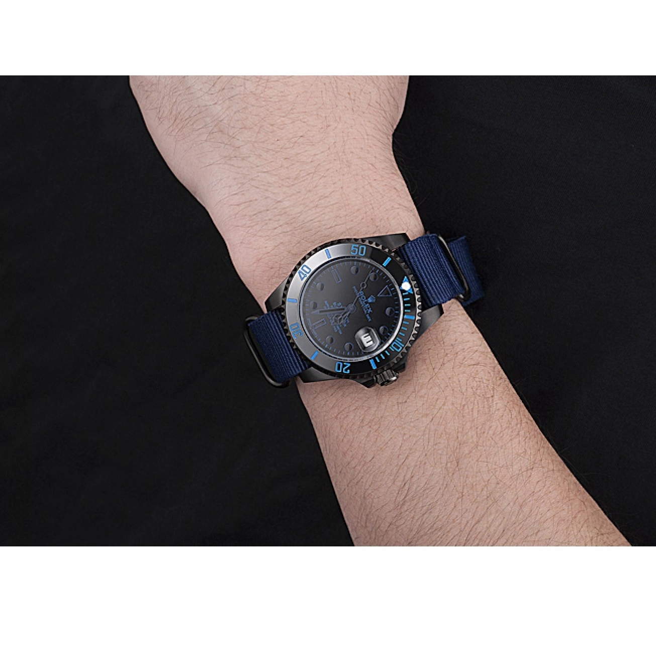 Good copy rolex watches Stealth Blue 622008 Nylon Rolex Submariner Strap 0523